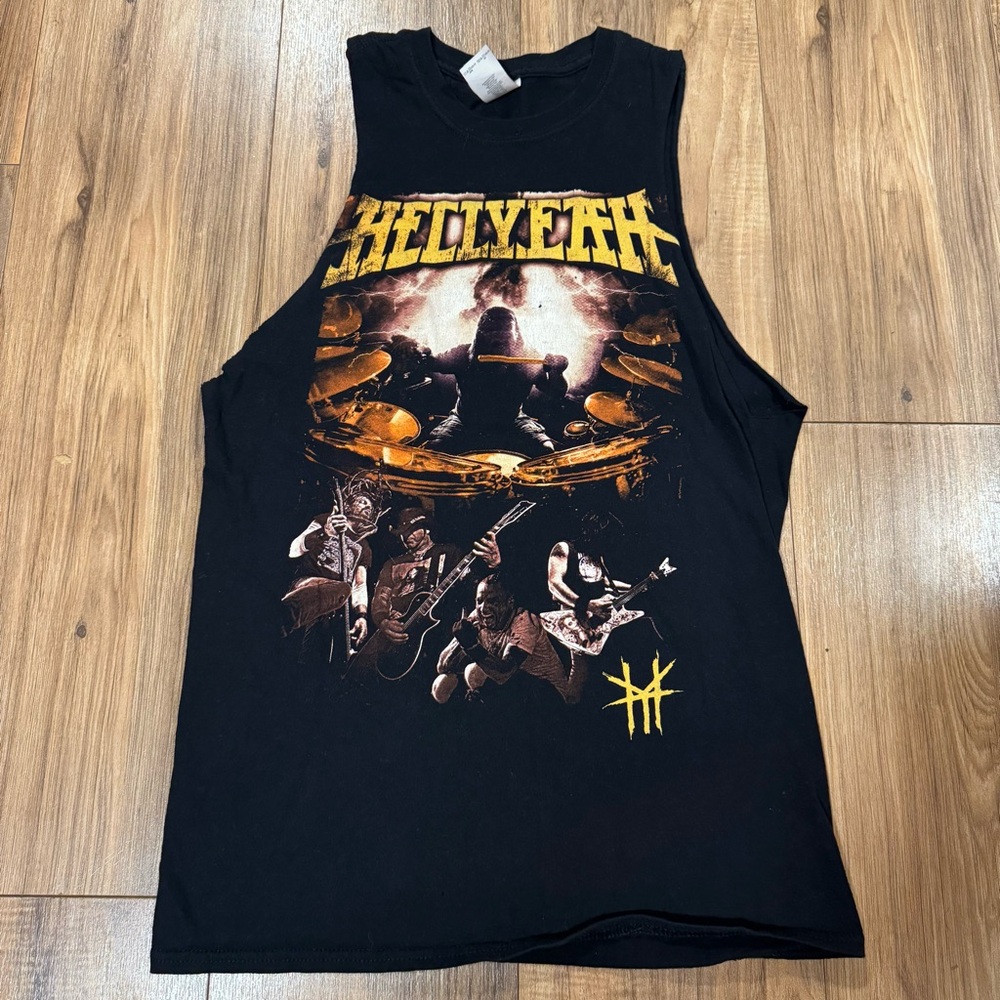 Hellyeah Band Tour Shirt Men’s Size Small Cut Into Sleeveless Tank Top Distressd